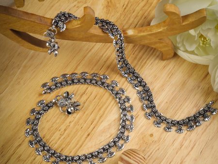 Priyaasi Women German Silver Plated Oxidised Anklets Hot on Sale