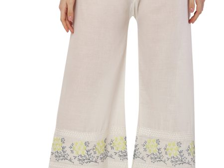 PAVONINE Lemon Color Hem Half Chikankari Cotton Fabric Sharara For Women Supply