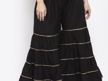 Wahe-NOOR Women s Black Gotta Patti Cotton Gharara Online