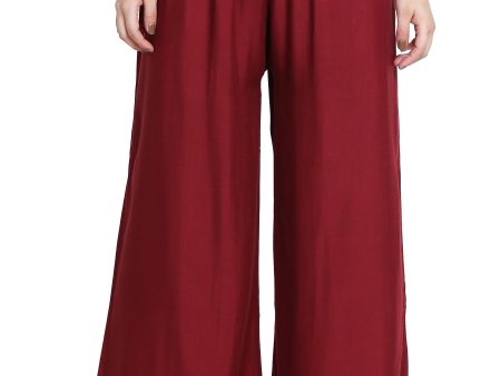 PAVONINE Maroon Color Rayon Fabric Half Flared Sharara For Women on Sale