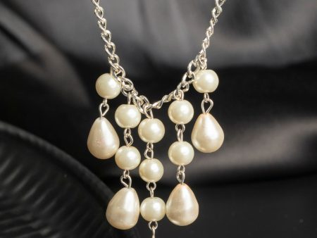 Priyaasi Women Classic Pearl Drop Silver Necklace Hot on Sale