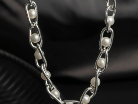 Priyaasi Women Chunky Chain Pearl Silver Plated Necklace Online Sale