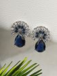 Priyaasi Women Blue American Diamond Silver Plated Drop Earrings Online Sale