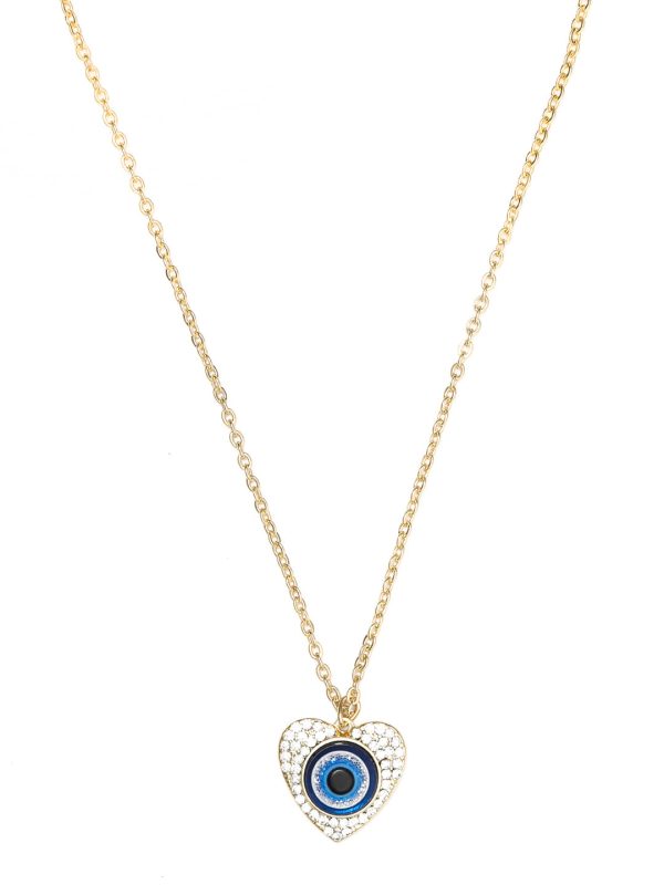 Priyaasi Women Blue Stones Gold Plated Evil Eye Heart Pendant Online