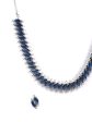 Priyaasi Women Blue American Diamond Silver Plated Jewellery Set Discount