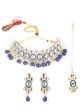 Priyaasi Women Blue Pearls Kundan Gold Plated Choker Set with MaangTikka Discount