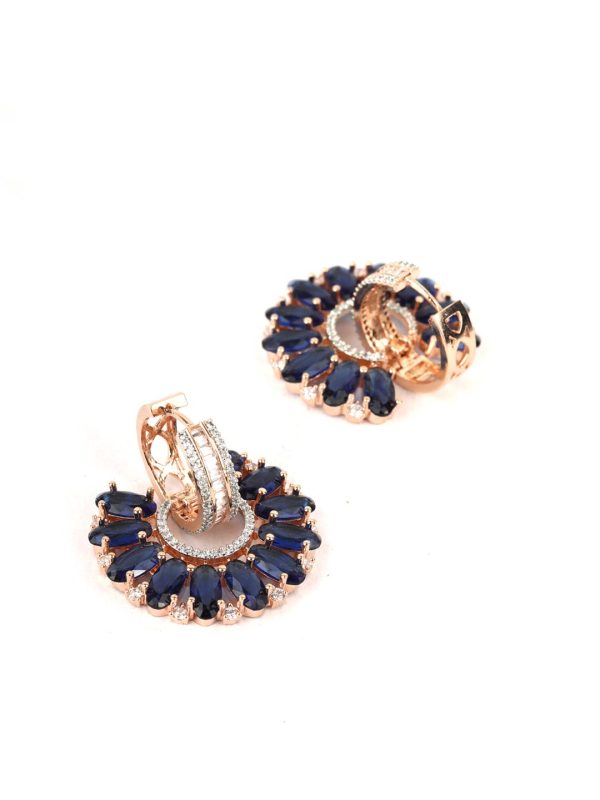 Priyaasi Women Blue Stones American Diamond Hoop Earrings Online now