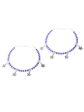 Priyaasi Women Blue Stones Studded German Silver Plated Oxidized Anklets on Sale