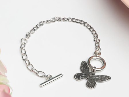 Priyaasi Women Contemparory Silver Plated Butterfly Link Bracelet Discount