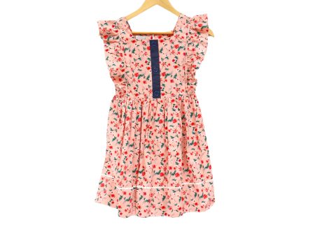 JKC Square Neck Ruffles Sleeves Dress with Floral Print - Peach Cheap