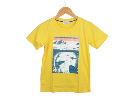 JKC Short Sleeves T-shirt with Greenland Shark Spot Print - Yellow Online Sale