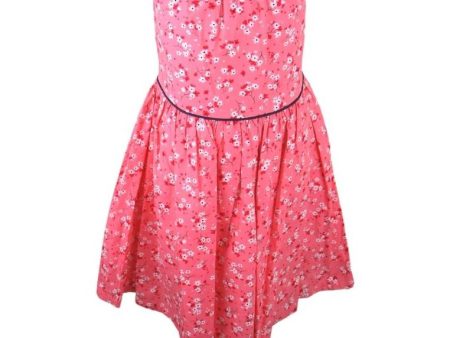 Haltered Dress Spaghetti Floral Printed With Lining Shirring And Piping - Peach For Discount