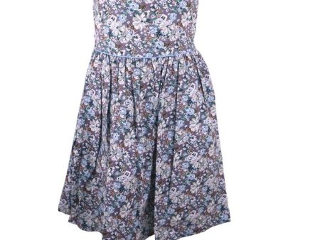 Dress Adjustable Strap Sipit Piping Shirring And Lining Floral Printed - White Blue on Sale