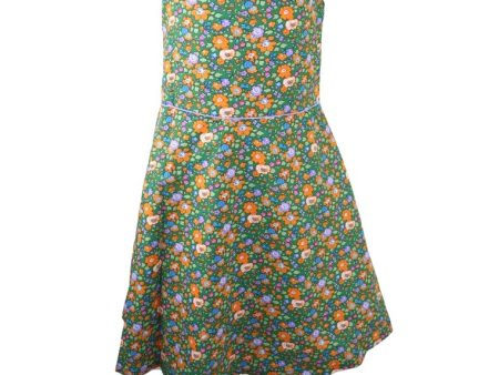 Dress Square Neck Flat Strap With Ruffles Bias Skirt With Ipit Piping On Waist Floral Printed With Lining Piping - Green Online now