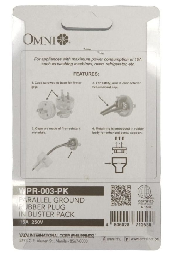 Omni Parallel Ground Rubber Plug In Blister Pack Online