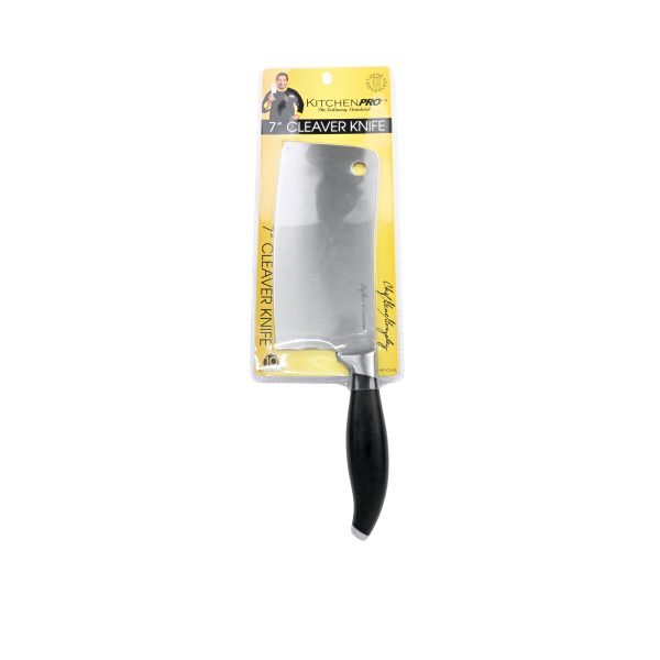 Kitchen Pro Chef Gene Gonzales Flair Collection Stainless Cleaver Knife 7  with Black Handle Online Sale