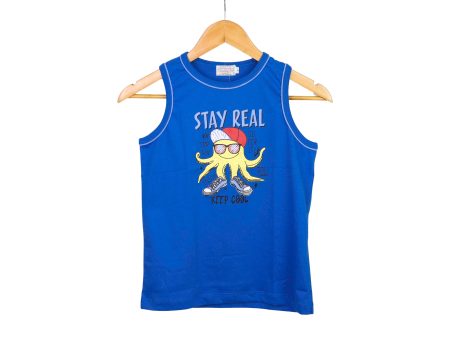 JKC Sando with Stay Real Keep Cool Spot Print - Blue Online Hot Sale