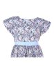 Dress Continuous Short Sleeves With Band Shiring And Lining Floral Printed - White Blue Sale