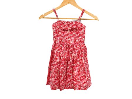 Kidscapade P. Square Neck with Ruffles Dress with Adjustable Strap and Floral Print - Red For Cheap